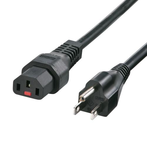 125V/12A x 2m power cord (outlet to PC connection / lockable plug, black)