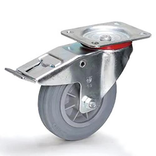 160mm Casters with Swivel Fittings/Rubber Tires/Brakes EA986CH-160 1 piece