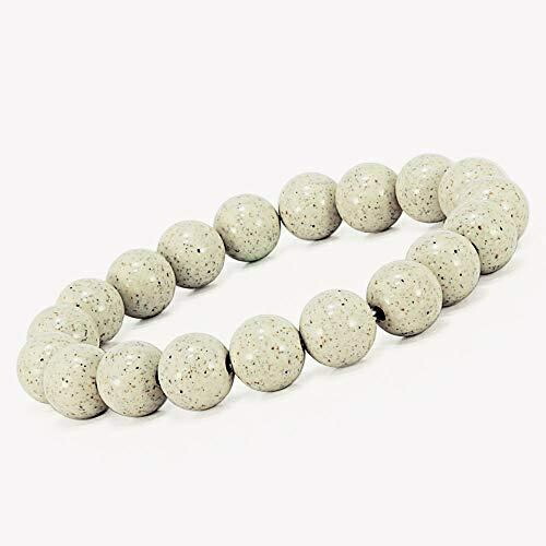 TENKAPAS  Treasure from Taiwan Beitou Stone 10mm Bracelet Power Stone Single Strand Rosary Style  Beige Color b8610-l
