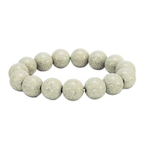 TENKAPAS  Treasure from Taiwan Beitou Stone 14mm Bracelet Power Stone Single Strand Rosary Style  Beige Color b8614-m1