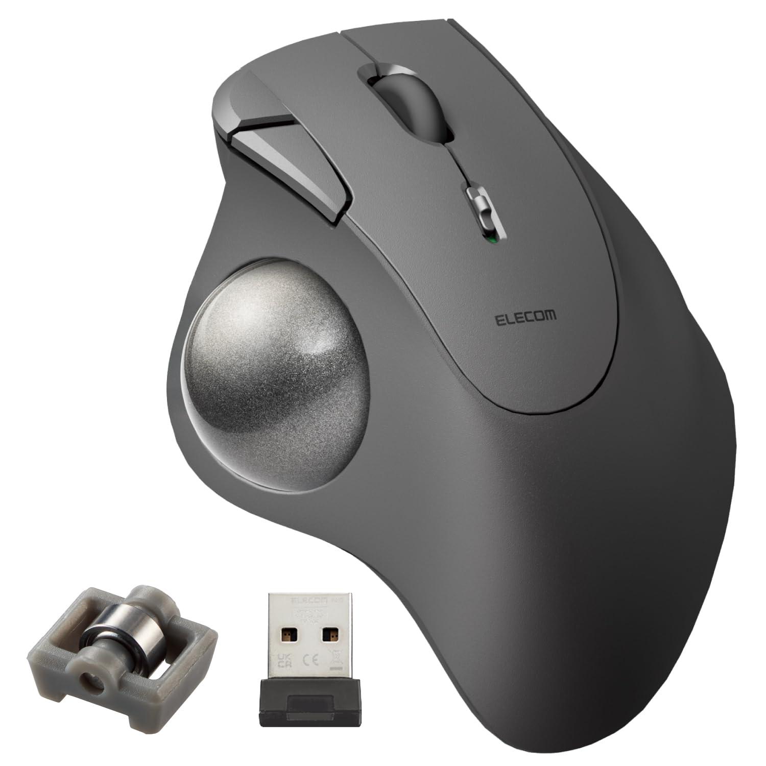 ELECOM Wireless Trackball Mouse IST 2.4GHz Wireless Bearing Support Thumb Operation 36mm Ball 5 Buttons Windows Mac Chromebook Black M-IT11DRBK