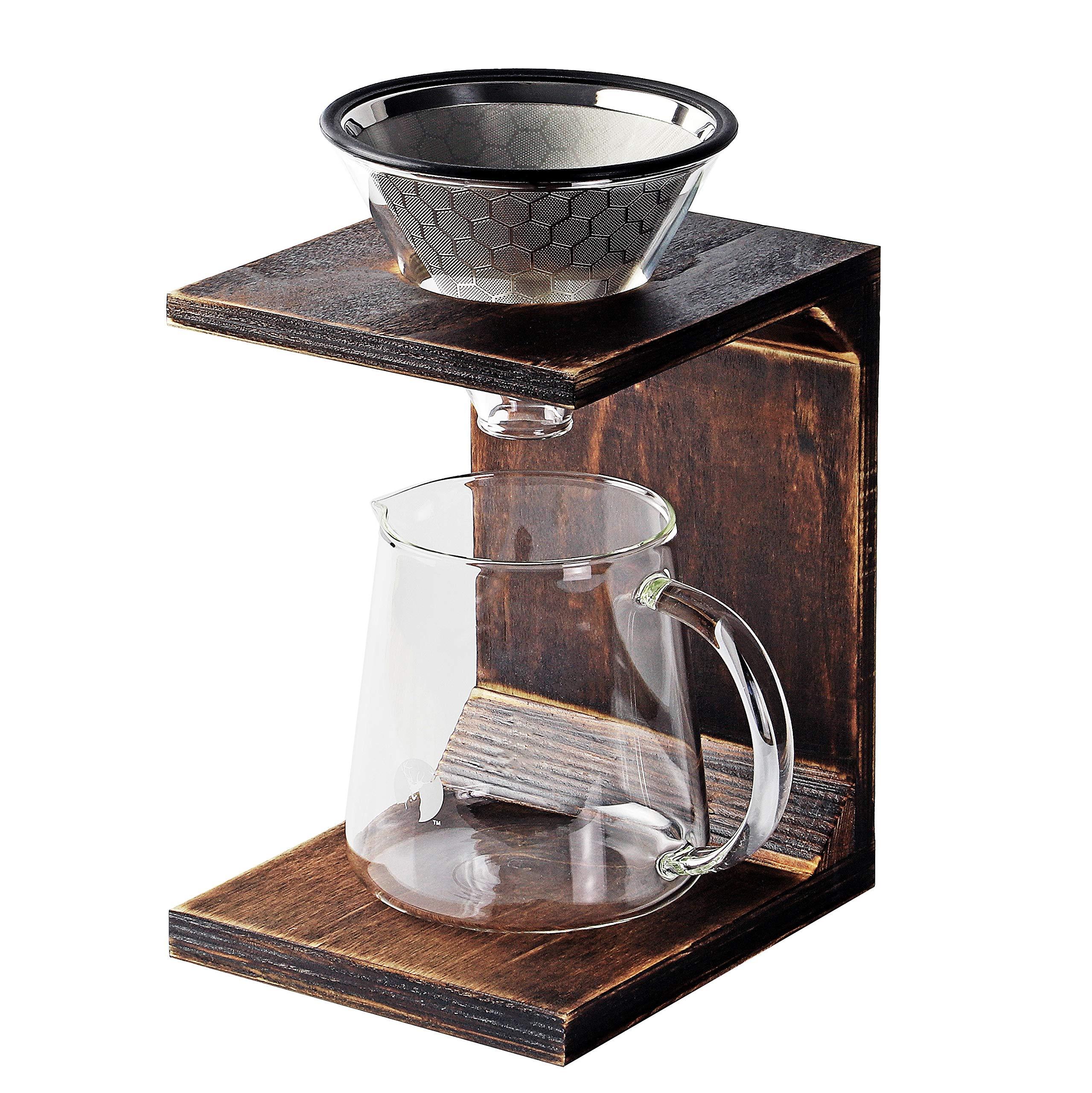 Pearl Metal Captain Stag Coffee Dripper Set Wooden Stand Type Approx. 2-4 Cups UW-3521