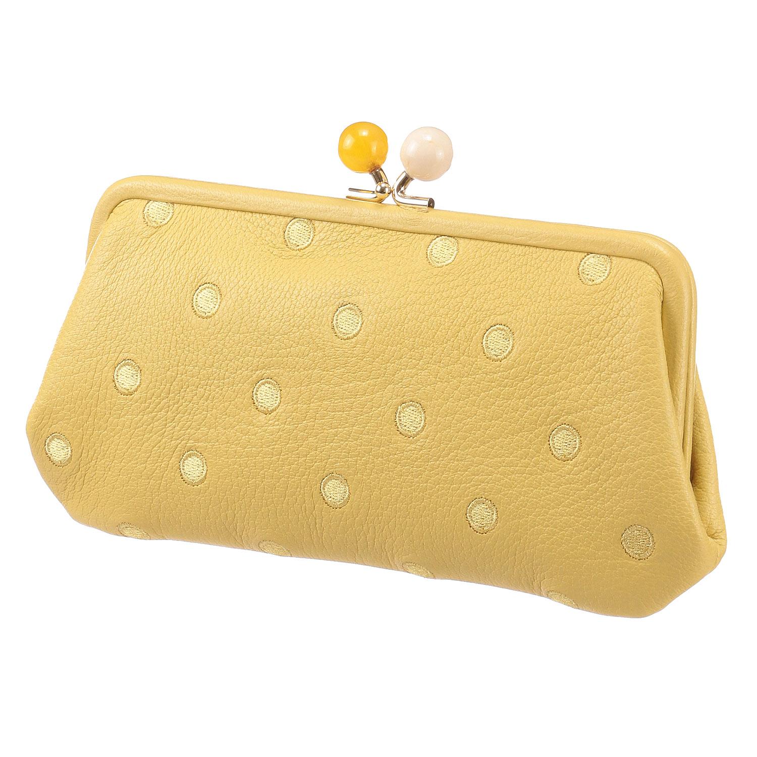 [Perke] Acrylic Bead Gusseted Long Wallet Women's Genuine Leather 08-06-03561 YEDOT
