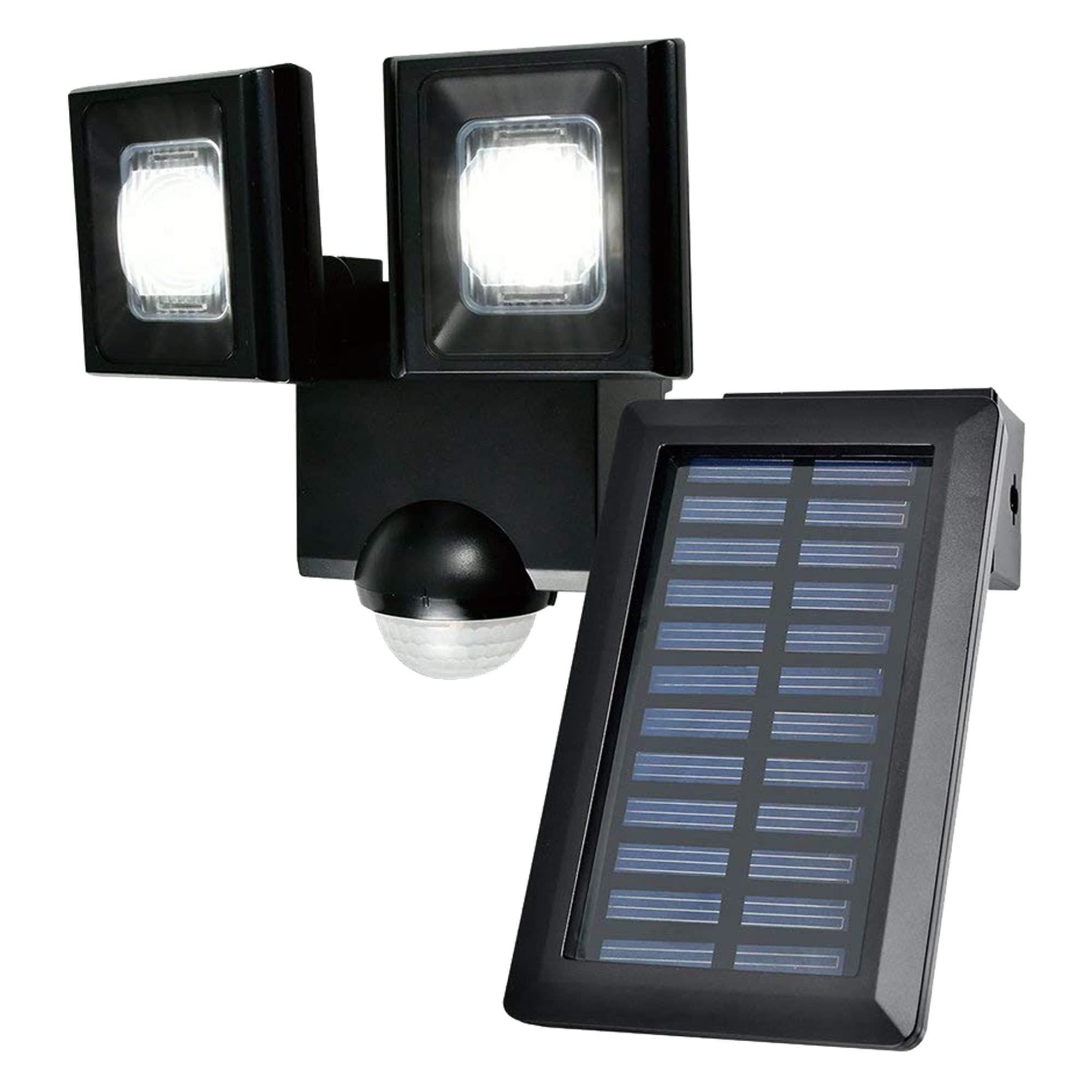 ELPA Solar-Powered Sensor Light, 2 Lights (White LED/Waterproof) Compact Size/Outdoor Use (ESL-N112SL)