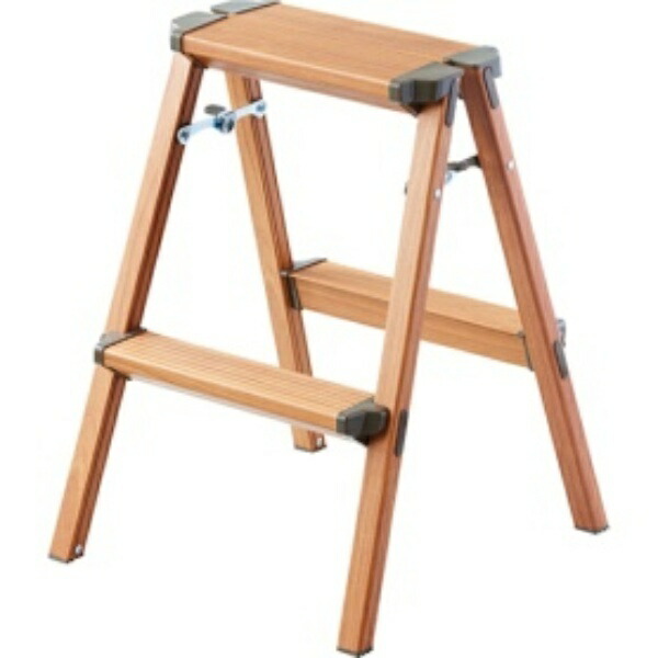 Tenma Stylish and Lightweight Aluminum Step Stool Woody Step 2-Tier Indoor Use Folds for Storage in Narrow Spaces Step Ladder