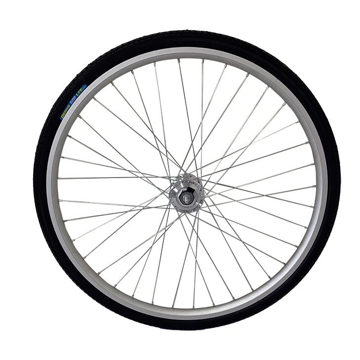 27x1 3/8 Tubeless Aluminum Rim Front Wheel Hub Dynamo (2-Pin Connector Type) T-TUBE + Wear-Resistant Tire Included