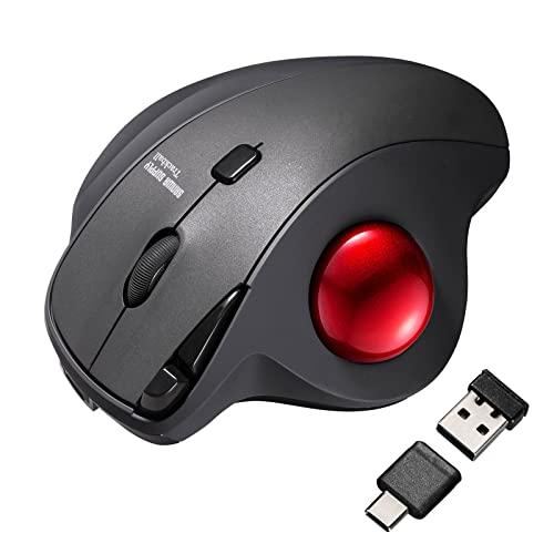 Sanwa Supply Wireless Trackball (Silent, 5-Button, Thumb-Operated Type) MA-WTB185BK
