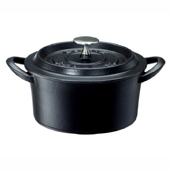 Ishigaki Industries Ishigaki Double-Handled Pot Cast Iron Bon Bonheur Cocotte Gas & IH Compatible Black 22cm