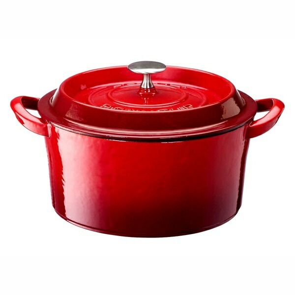 Ishigaki Double-Handled Pot Cast Iron Bon Bonheur Cocotte Gas & IH Compatible Red 22cm