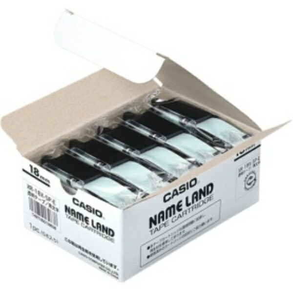 Casio LabelWriter NameLand Genuine Tape 18mm XR-18X-5P-E Black Text on Transparent 5 Rolls