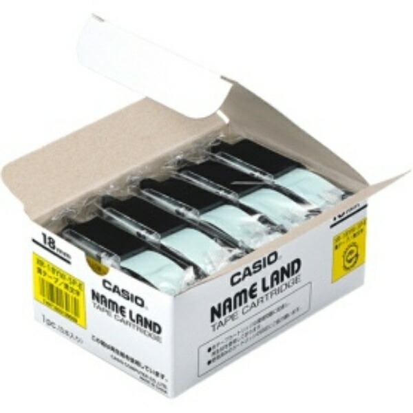 Casio LabelWriter NameLand Genuine Tape 18mm XR-18YW-5P-E Yellow Background with Black Text 5 Rolls