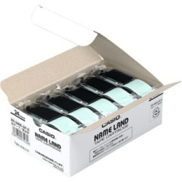 Casio LabelWriter NameLand Genuine Tape 24mm XR-24WE-5P-E Black Text on White Background 5 Rolls