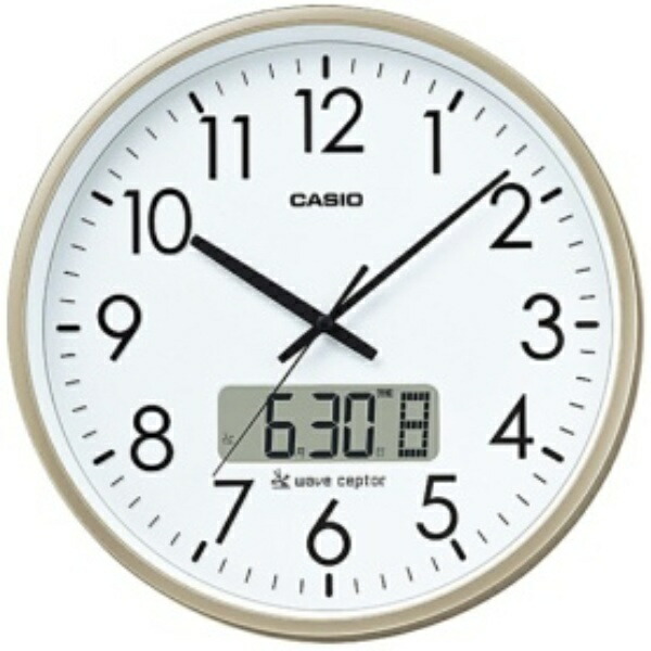 CASIO Wall Clock Radio-Controlled Clock White Gold Analog Clock with Hour Chime and Calendar IC-2100J-9JF