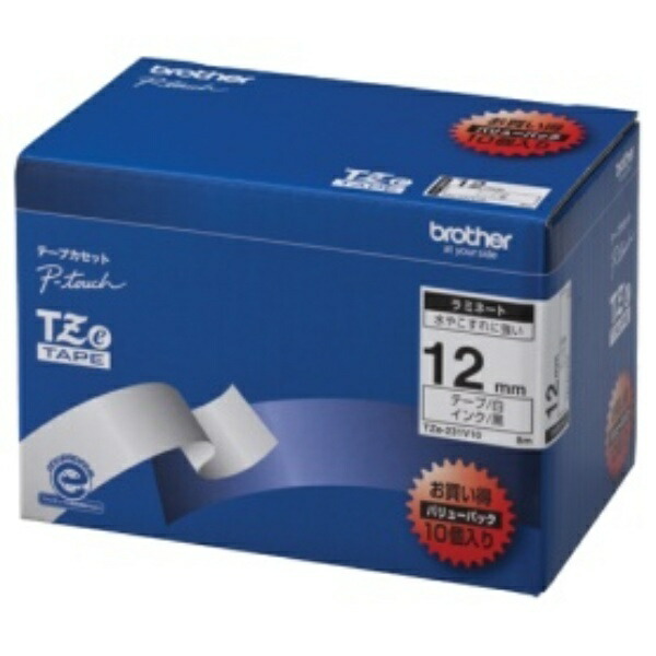 Brother Industries P-touch Laminating Tape TZe-231V10 12mm Width (Black Text/White)