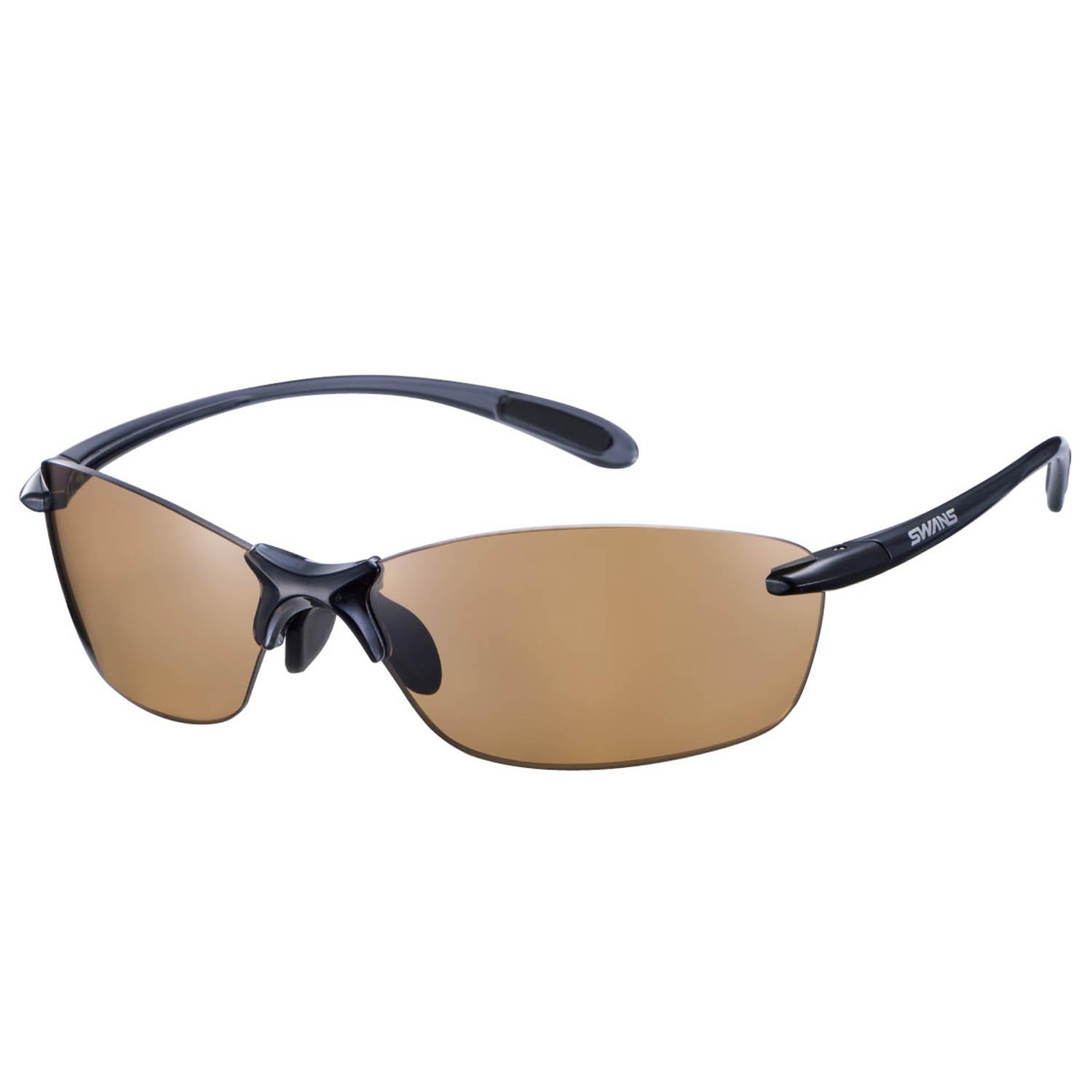 [Swans] Sports Polarized Sunglasses Airless Leaf Fit Polarized Lens Model SALF-0065 SMK Black × Metallic Black Driving Fishing Running Hiking