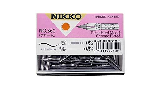 Tachikawa Pin Manufacturing Co., Ltd. Nikko Nib Point N360 Hard Chrome Plated 100-Pack N360C100