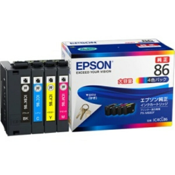 Epson Ink Cartridge 4-Color Pack High Capacity IC4CL86 1 Box (4 Cartridges: 1 Each Color)