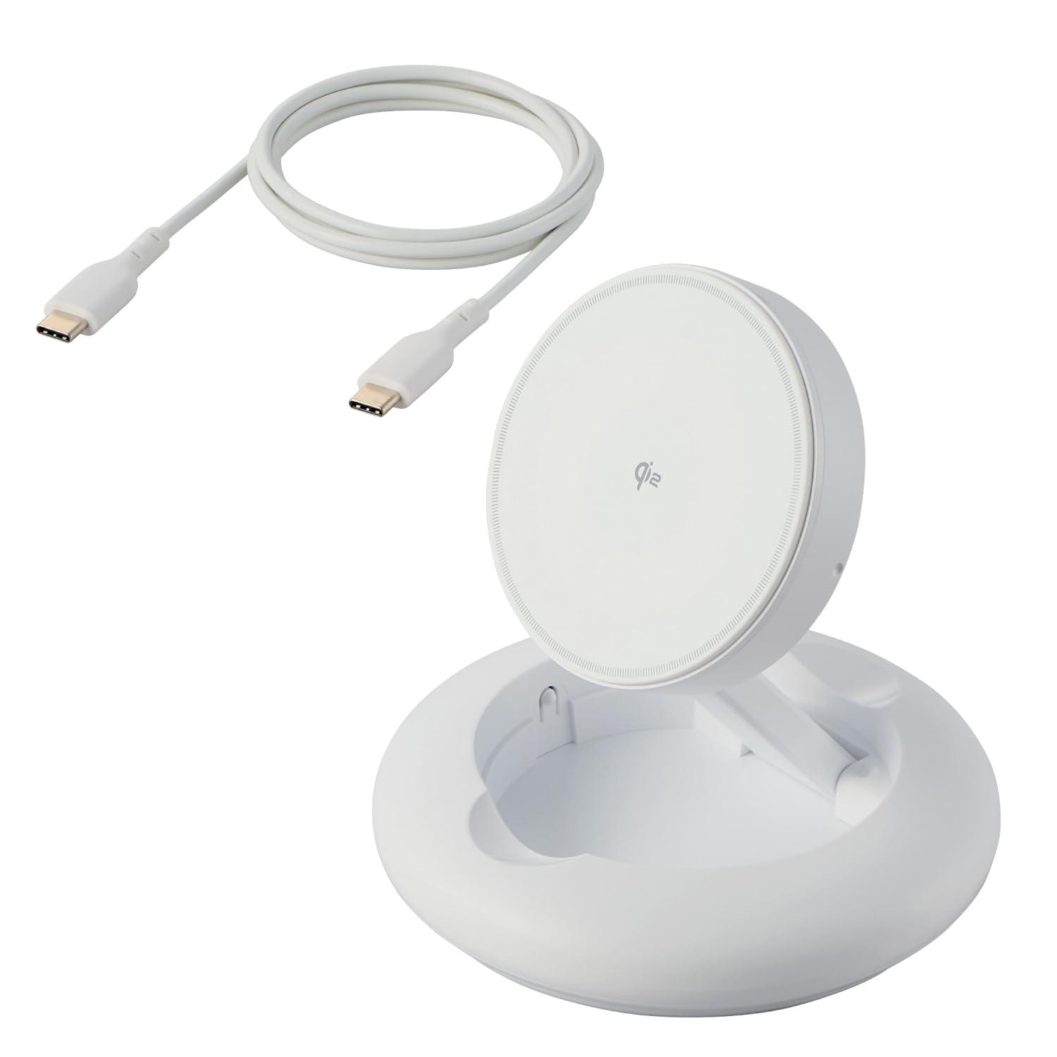 ELECOM Qi2 Charger Stand 15W Type-C Input Foldable White W-MA08WH