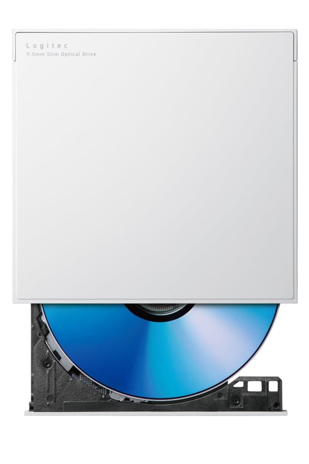 Logitec Portable DVD Drive USB3.2 (Gen1) with Burning Software Type-A Type-C White LDR-PWA8U3CLWH