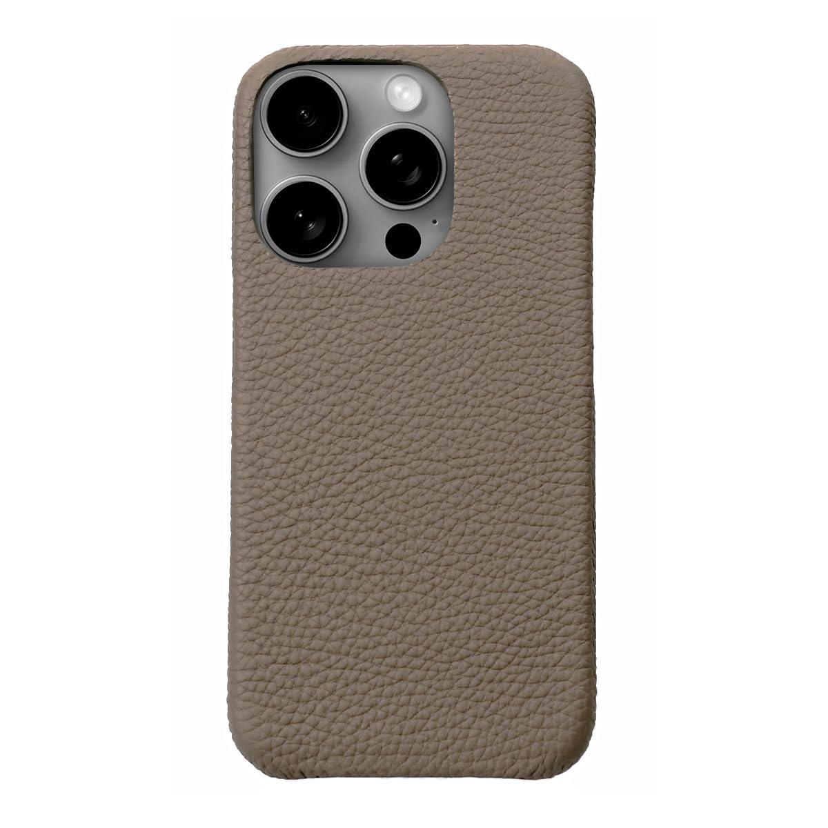 ABBI SIGNATURE iPhone 16 Pro Max Case Made in Japan German Shrink Genuine Leather Schrankengraff Back Cover [MagSafe Compatible Handmade Leather Case Wireless Charging] iPhone Case Back Cover ABS27308i16PM Etoupe