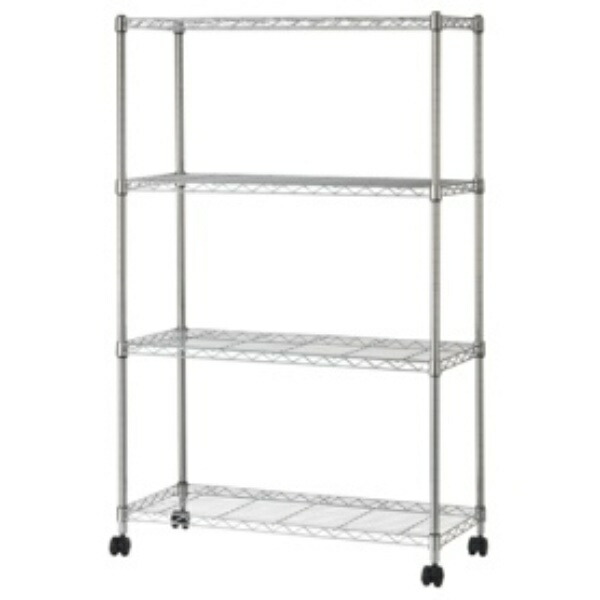 Iris Ohyama Rack Metal Rack Unit 4-Tier with Casters Rust-Resistant Finish Pole Diameter 19mm Width 80 x Depth 35 x Height 126cm Metal Shelf Steel Rack Rust-Resistant Silver SEM-8012
