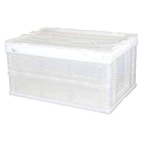 Iris Ohyama Container Folding Container Hard Type with Integrated Lid HDOH-75L Clear