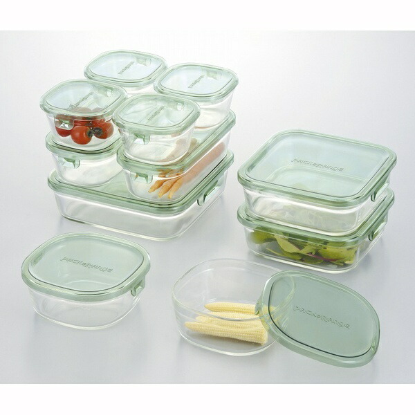 iwaki Heat-Resistant Glass Storage Container Green 11-Piece Set Pack & Range PS-PRN-11G