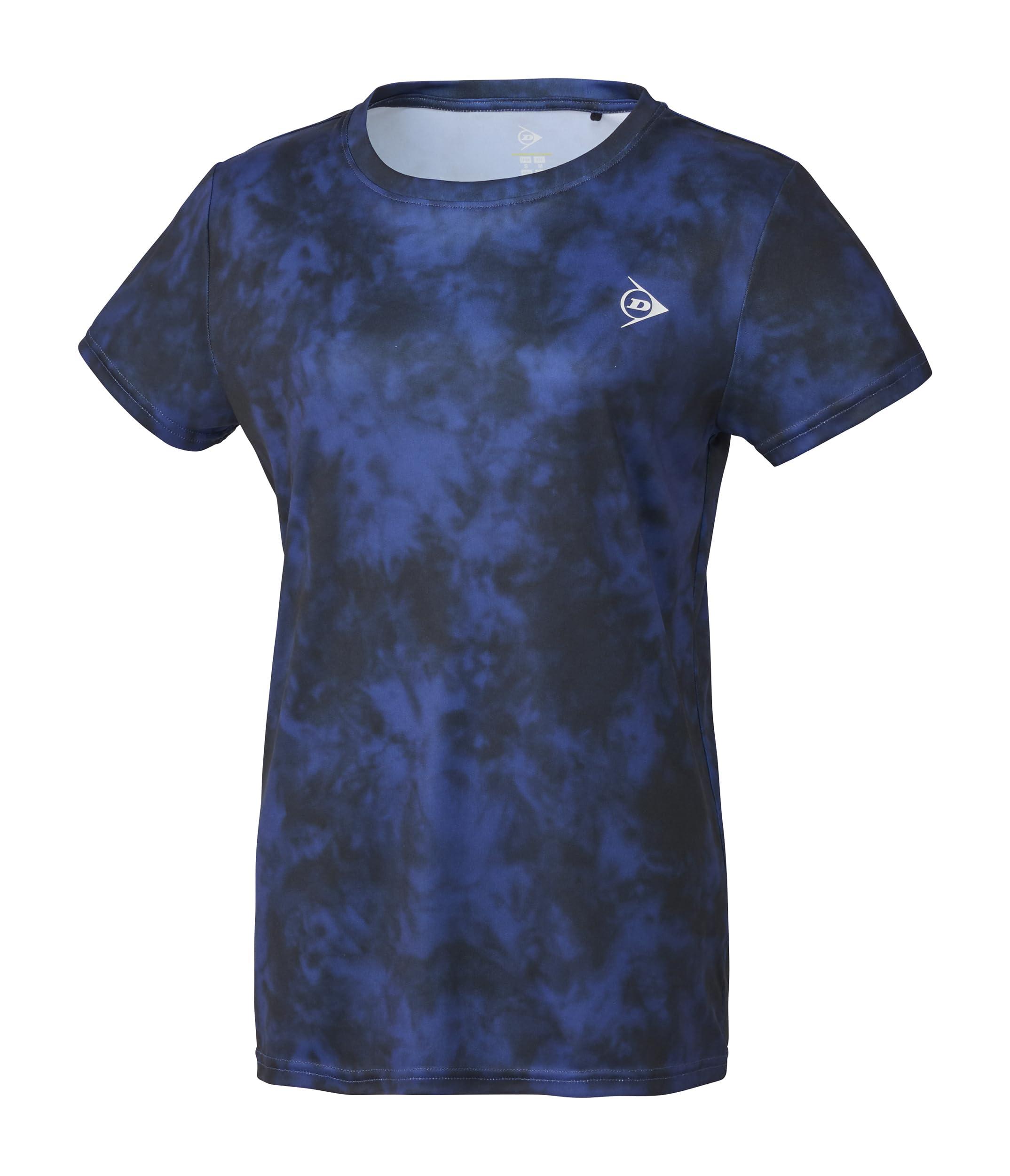 [Dunlop] Tennis Wear Badminton Short-Sleeve Game Shirt Women's Moisture-Wicking Quick-Dry UV Protection DAP1423W 2024SS Navy XO
