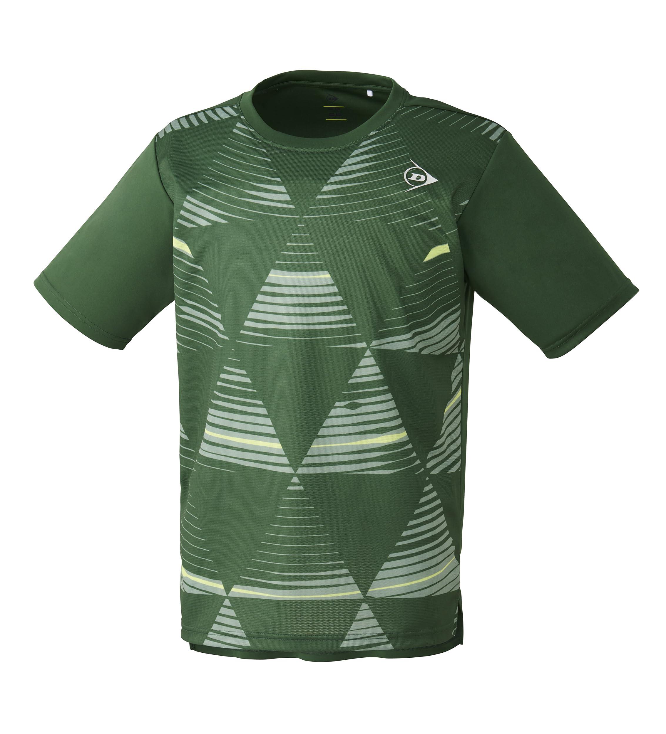 DUNLOP Tennis Wear Badminton Short-Sleeve Game Shirt Moisture-Wicking Quick-Dry DAP1443 2024FW Dark Olive M