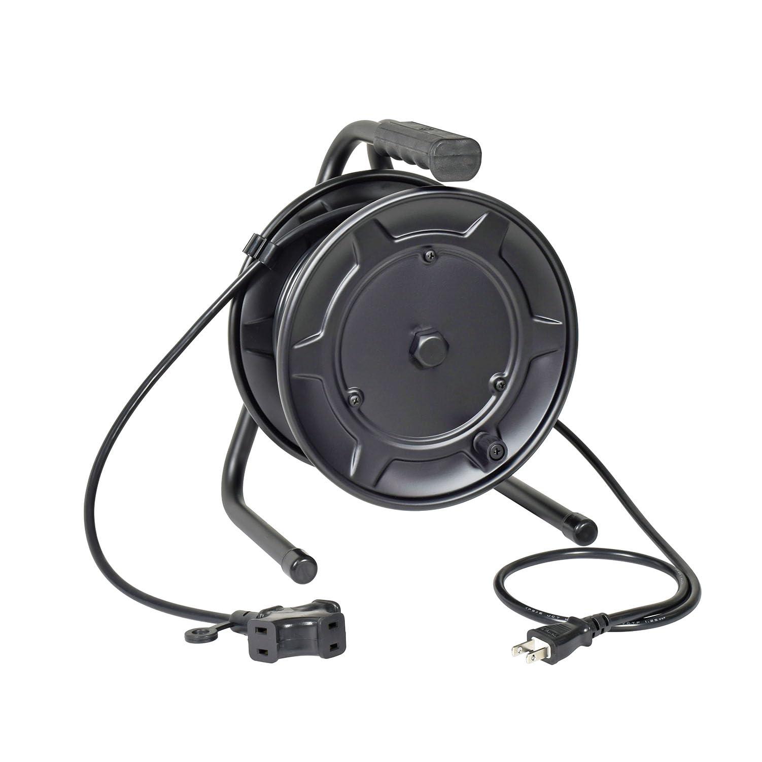 Nitto Kogyo Cord Reel 100V Indoor Use Non-Grounded Extendable 10m Cord with Outlet at End Extension Cord Type Black FB10S-BK