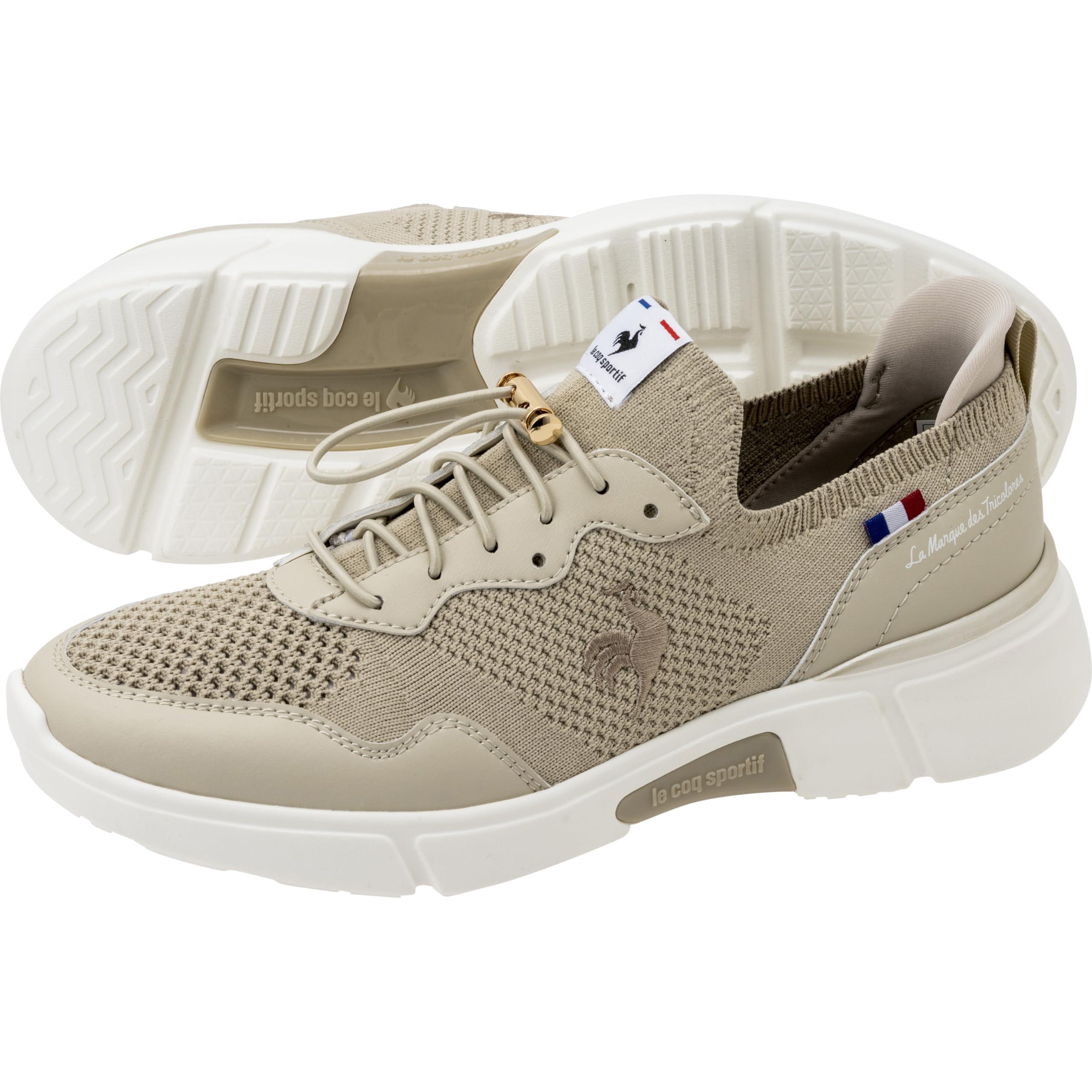[Le Coq Sportif] Loire Slip-On Sneakers - Quick-On Running - Wide Fit (3E Equivalent) - Water-Resistant - Drawcord - Women's - Beige (QL3XJC01BG) - 23.0 cm