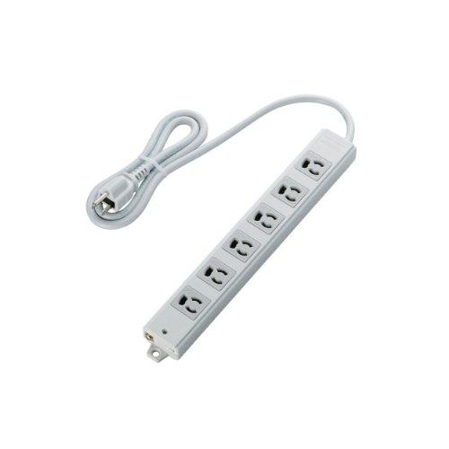 ELECOM Power Strip with Anti-Disconnection Feature, 6 Outlets, 3P Plug, Magnetic, 1m, Gray T-WRM3610LG/RS