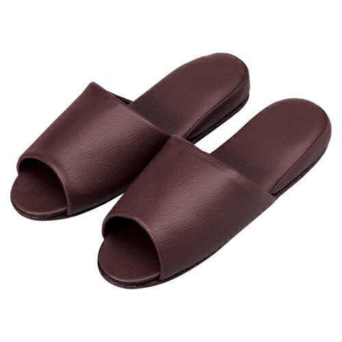 Omi Kenshi Antibacterial Leather-Style Slippers 10-Pair Set, Front-Opening 10835400 Dark Wine 10 Pairs