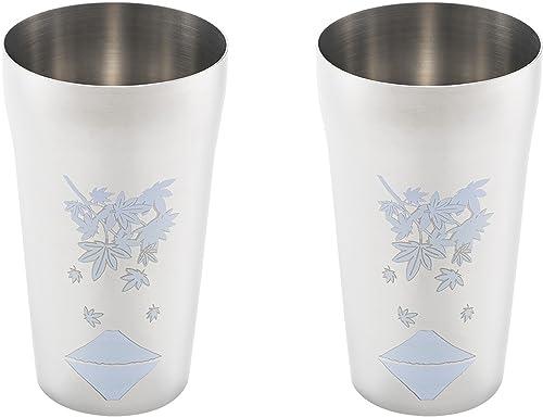 Yokoyama Tsubame Juku Craftsmanship Temperature-Sensitive Stainless Steel Tumbler 420ml 2P Set: Autumn Leaves and Mount Fuji EJK-900