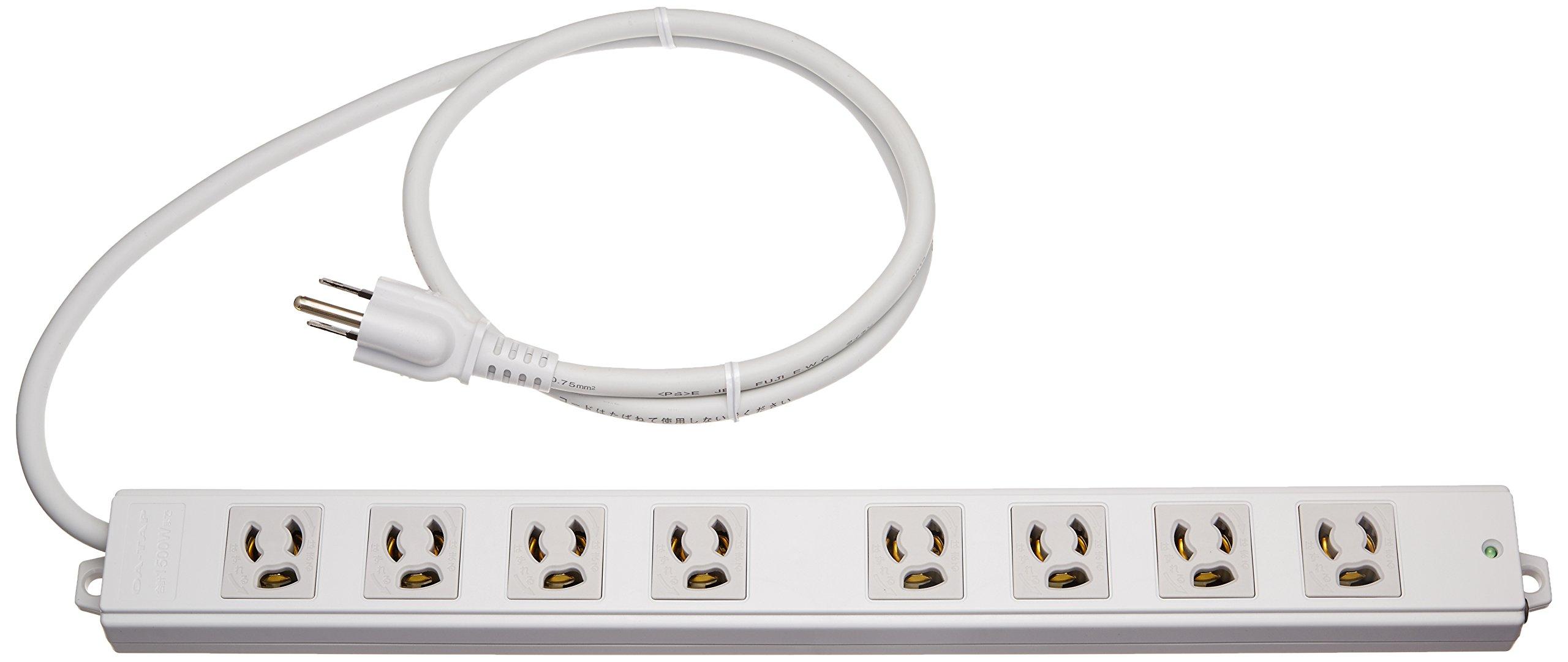 Sanwa Supply Construction Site Tap, 3-Pole, 8-Outlets, 1m TAP-KE8-1