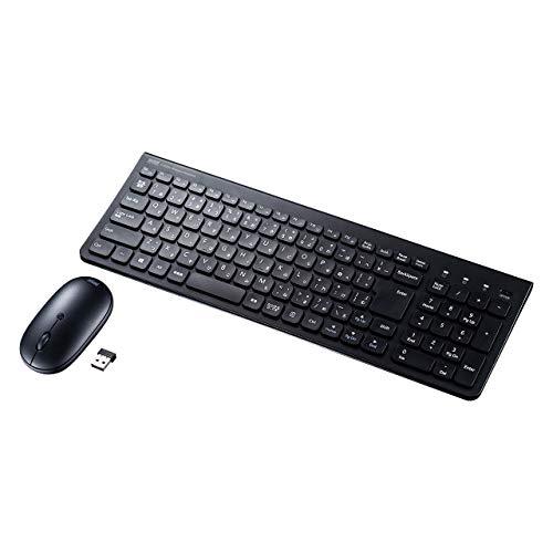 Sanwa Supply Wireless Keyboard with Mouse (with Numeric Keypad) USB Connection 2.4GHz Rechargeable Japanese 103-Key Pantograph Black SKB-WL31SETBK