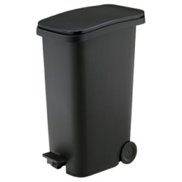 Squirrel Trash Can with Pedal and Casters, Black, 31L Smooth, Made in Japan