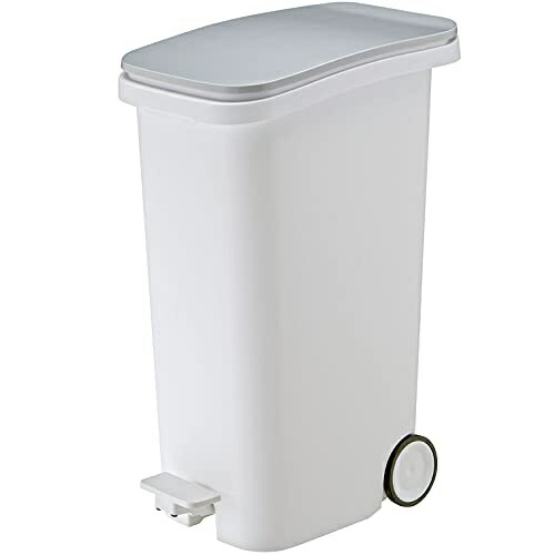 Squirrel Trash Can Pedal Dustbin with Casters Metal 31L smooth Made in Japan