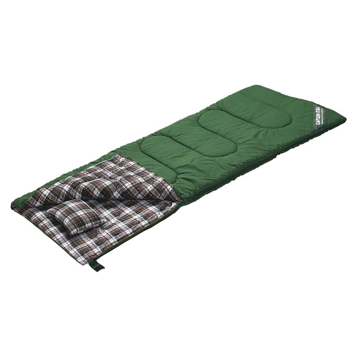 Captain Stag Sleeping Bag Winter Envelope Type Sleeping Bag Grande 1400 with Pillow Green [Minimum Use Temperature 5°C] M-3471