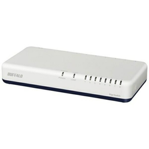 BUFFALO Giga-compatible Plastic Housing Built-in Power Supply 8-Port LSW6-GT-8NP/WH White Switching Hub with Magnet for Wall Mount Installation