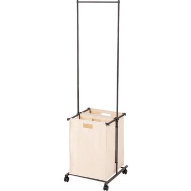 Laundry Hanger with Casters and Basket, Removable, Steel, Laundry Basket, Laundry Storage, Simple Laundry Basket, Laundry Hamper (Dark Gray, No Shelf)