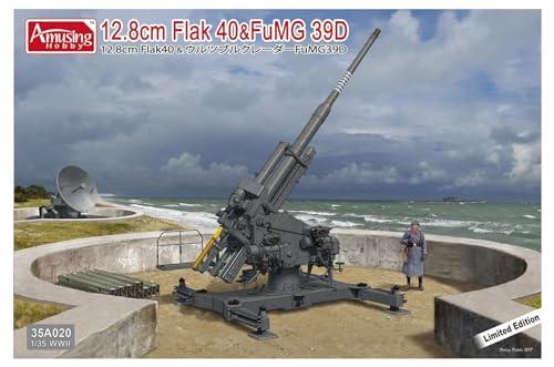 Amusing Hobby 1/35 German 12.8cm Flak40 & Würzburg Radar FuMG39D Plastic Model Kit AMH35A020