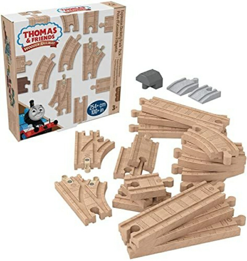 MATTEL Thomas the Tank Engine Wooden Railway Series Build Your Own Original Course! Straight & Curved Expansion Track Set (Vehicles sold separately) HDX06