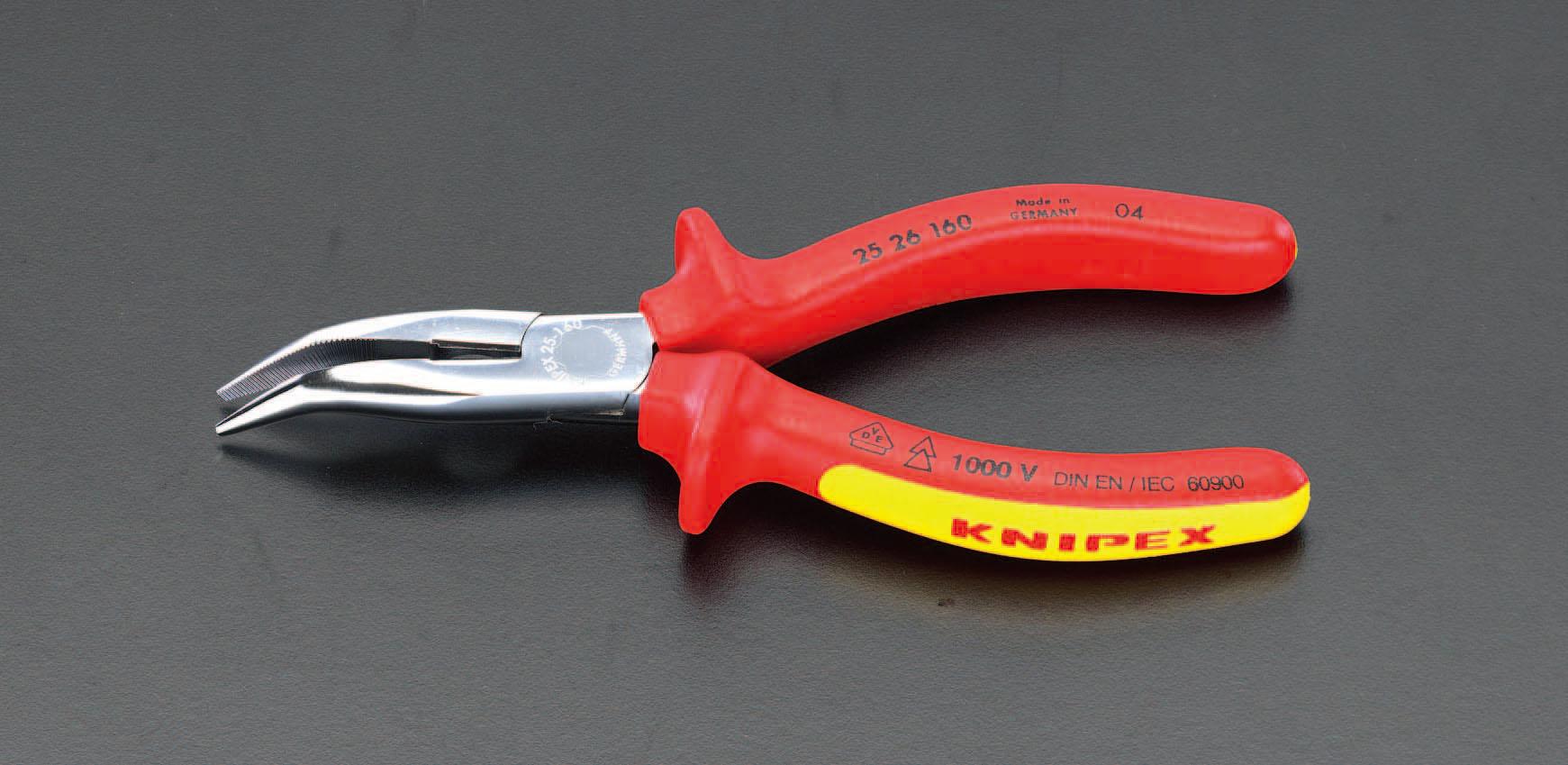 ESCO 160mm Insulated Pointed-Tip Radio Pliers (With Grip/Plated) EA537KB-1A