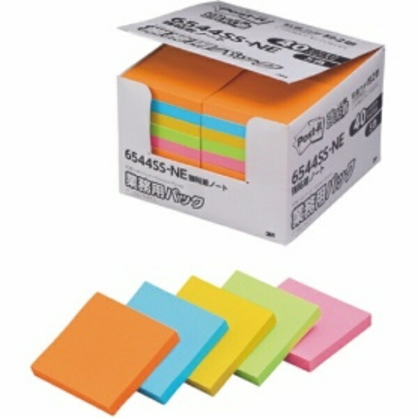 3M Post-it® Notes Strong Adhesive Notes Commercial Pack 75×75mm Neon Colors 5 Colors 6544SS-NE 1 Pack (40 Pads)