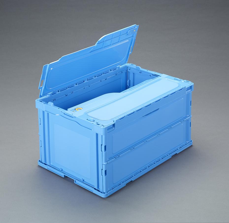 649x439x340mm／76.0L Folding Container (Blue／Slim Type)