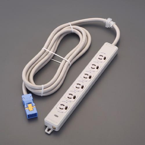 AC125V/15A x 3m Tap (6 outlets, harness plug/anti-disconnect)