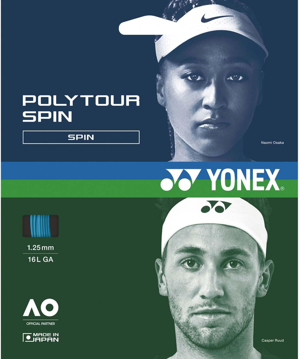 YONEX Hard Tennis String Poly Tour Spin 125 200m Cobalt Blue (060) 1.25mm PTGSPNR2