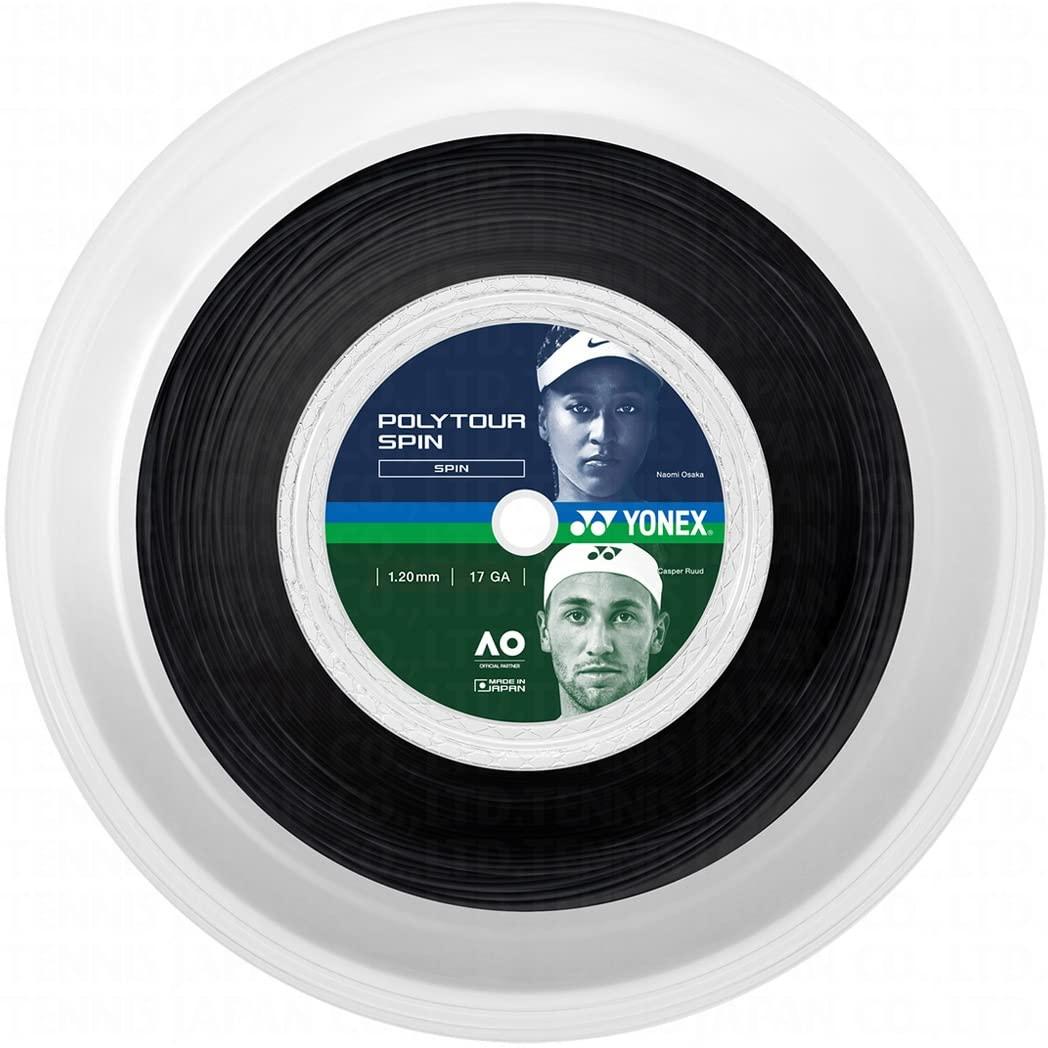 YONEX Hard Tennis String Poly Tour Spin 120 200m Black (007) 1.20mm PTS120R2