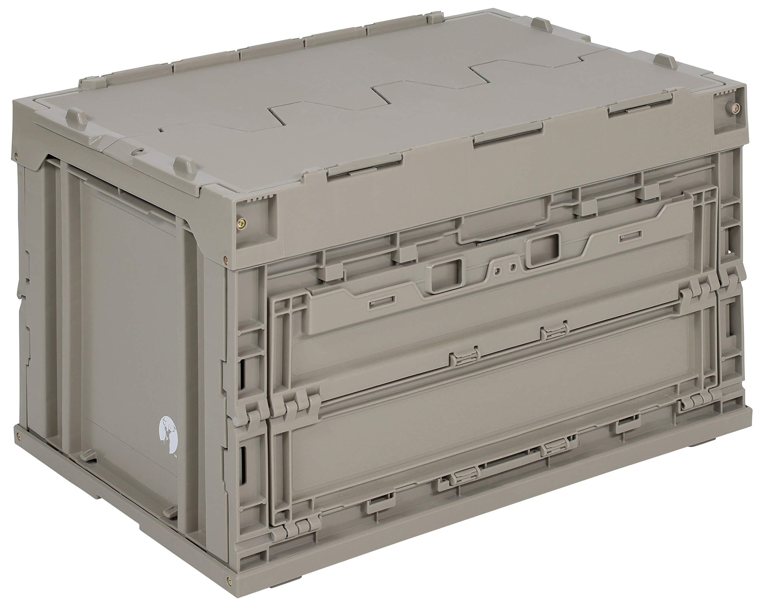 Captain Stag Oricon Folding Container with Flap FD Container Capacity 49.5L Width 530 × Depth 365 × Height 335mm Thickness when stored 95mm Made in Japan Khaki UL-1059
